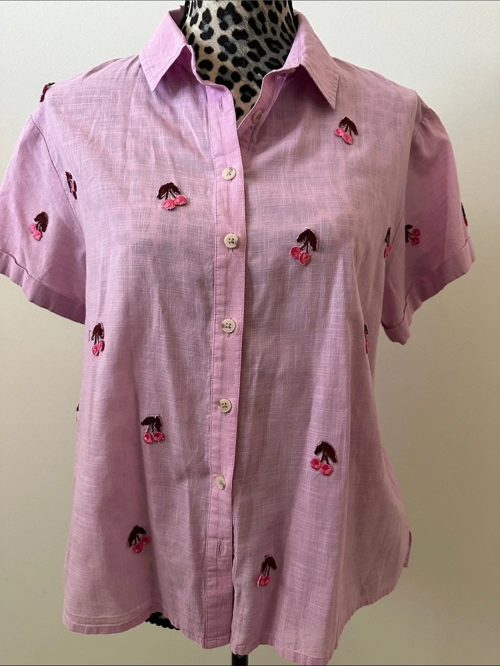 Anthropologie Maeve Cherry Surf Buttondown Shirt - Picture 4 of 9